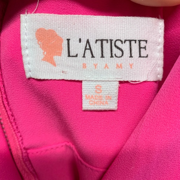 L’ATISTE hot pink low cut romper. - Picture 7 of 7